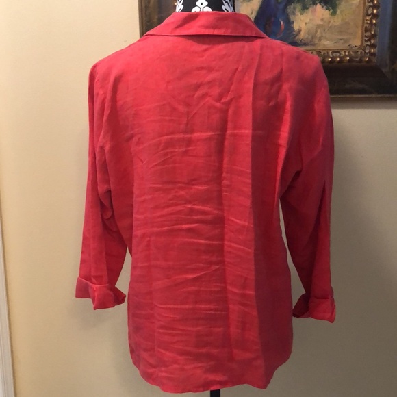 🌺Eileen Fisher Linen button down cuff sleeved, collared shirt / cardigan - Picture 3 of 9